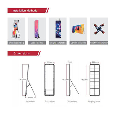 P1.9 현명하 LED 포스터 디스플레이, 휴대용 커머셜 LED 화면 2.5 센티미터 두께